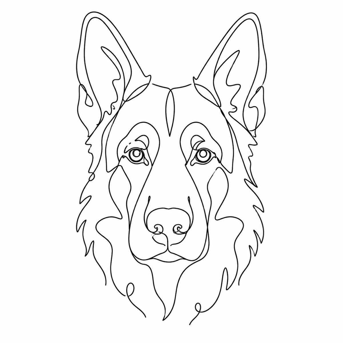 German Shepherd Line Art Portrait, Digital Download, Minimalist Dog Wall Art