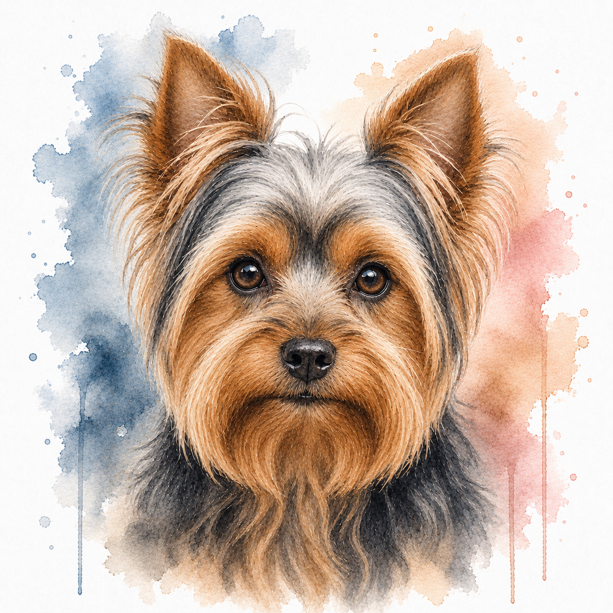 Yorkshire Terrier Watercolor Portrait, Digital Download, Printable Dog Wall Art