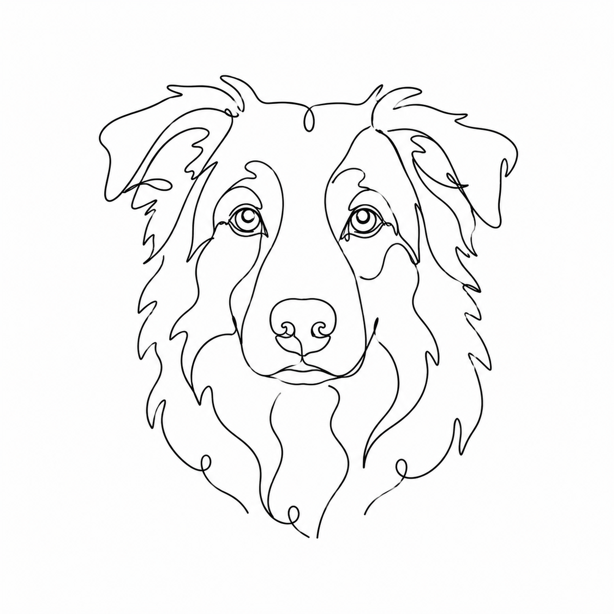 Australian Shepherd Line Art Portrait, Digital Download, Minimalist Dog Wall Art